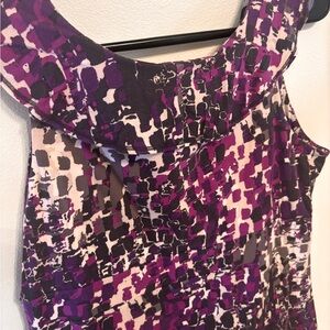 Ann Taylor Purple and Black Abstract Blouse